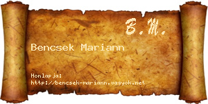 Bencsek Mariann névjegykártya